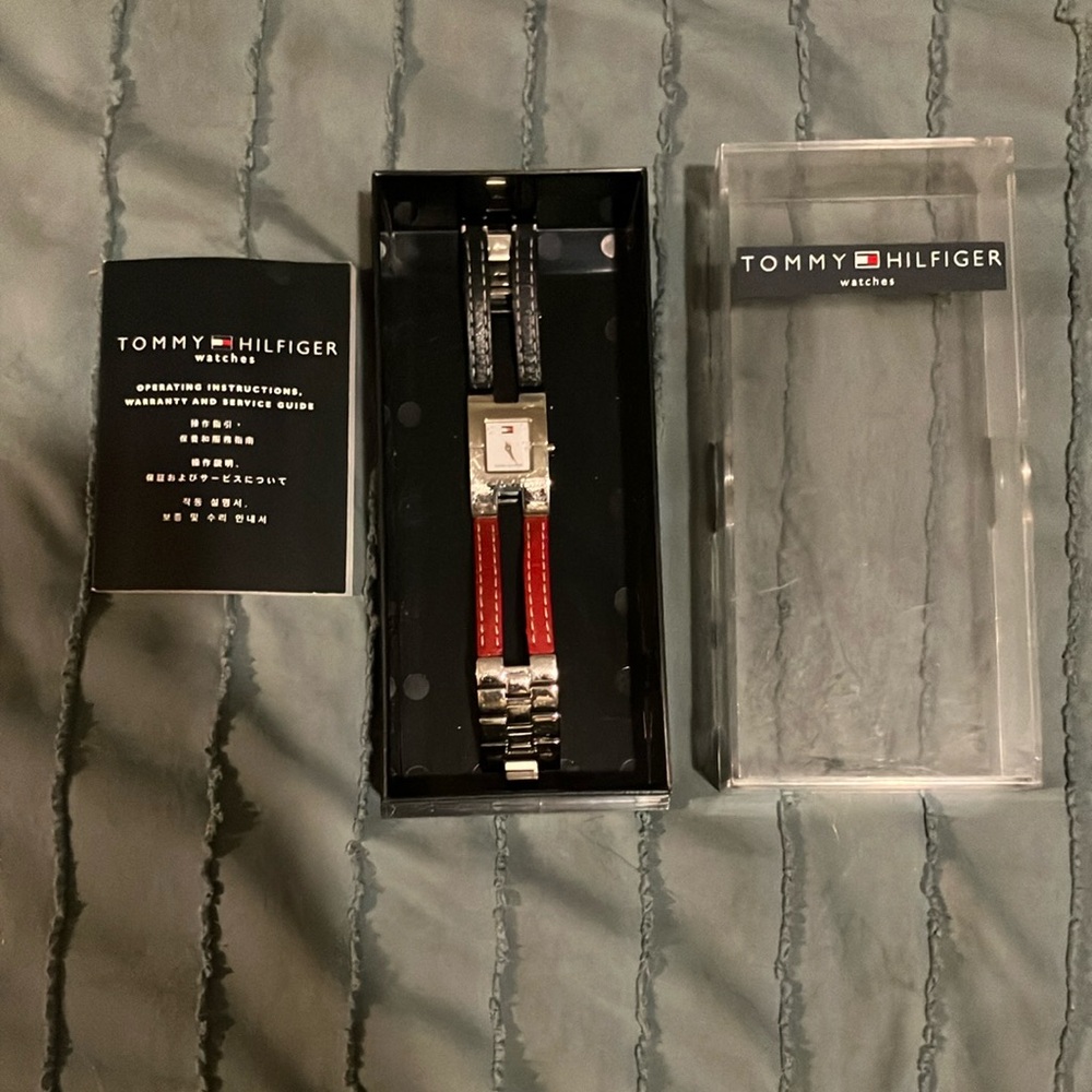 Tommy Hilfiger Red and Silver Women's Watch